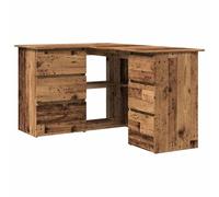 vidaXL Escritorio de esquina Madera contrachapada con acabado envejecido