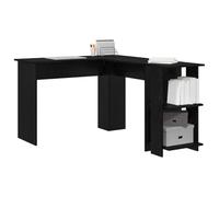 vidaXL Escritorio de Esquina Roble Negro Madera de ingeniería