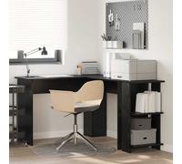 vidaXL Escritorio de esquina Roble Negro 140 x 113,5 x 75 cm – Moderno L con almacenamiento