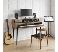 vidaXL Escritorio de Estudio Roble Artisan 130 x 42,5 x 36 cm, Escritorio Moderno, Espacio Musical Funcional, Mueble de Madera, Setup Minimalista para tu habitación