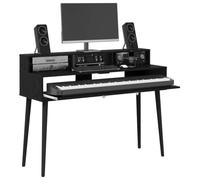 vidaXL Escritorio de estudio Roble Negro – Moderno, madera, espacio musical – 130 x 42,5 x 36 cm