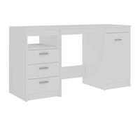 vidaXL Escritorio de madera contrachapada blanco 140x50x76 cm