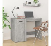 vidaXL Escritorio de madera contrachapada gris hormigón 100x49x75 cm
