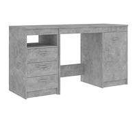vidaXL Escritorio de madera de ingeniería 140x50x76 cm Gris Hormigón con cajones
