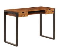 Escritorio De Madera Maciza De Acacia Y Acero 110x55x78 Cm Vidaxl