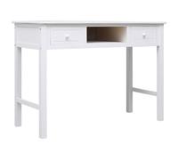 vidaXL Escritorio de madera maciza de Paulownia blanco 108x45x76 cm