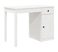 vidaXL Escritorio de madera maciza de pino blanco 100x50x75 cm