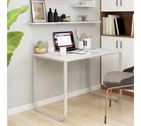 vidaXL Escritorio de Ordenador Oficina Despacho Estudio Casa Computadora Trabajo Mesa Auxiliar Estable Madera Contrachapada Blanco 110x60x73 cm