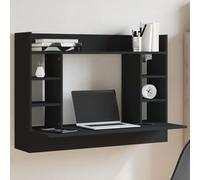 vidaXL Escritorio de pared madera de ingeniería negro 105x48x75 cm