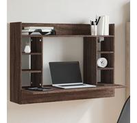 vidaXL Escritorio de pared madera ingeniería marrón roble 105x48x75 cm