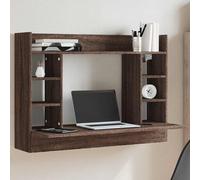 vidaXL Escritorio de pared madera ingeniería marrón roble 105x48x75 cm
