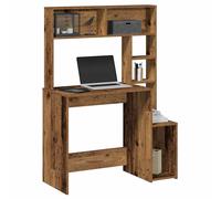 vidaXL Escritorio con estantes Madera de ingeniería envejecida 100×45×140 cm