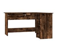 vidaXL Escritorio esquina madera contrachapada roble humo 120x140x75cm