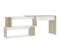 vidaXL Escritorio esquinero para ordenador – madera contrachapada, blanco/roble Sonoma