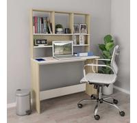 vidaXL Escritorio estantes contrachapada blanco y roble 110x45x157cm