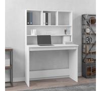 vidaXL Escritorio estantes madera contrachapada blanco 102x45x148 cm