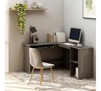 vidaXL Escritorio forma de L contrachapada gris brillo 120x140x75cm