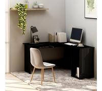 vidaXL Escritorio forma de L contrachapada negro brillo 120x140x75 cm
