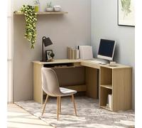 vidaXL Escritorio forma de L madera contrachapada roble 120x140x75 cm