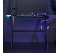vidaXL Escritorio gaming con luz LED forma Y negro 90x60x75 cm