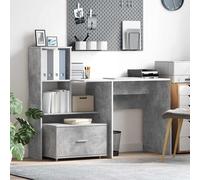 vidaXL Escritorio Gris Concreto Madera de ingeniería