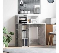 vidaXL Escritorio Gris Concreto Madera de ingeniería
