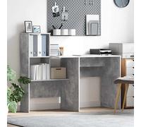 vidaXL Escritorio Gris Concreto Madera de ingeniería