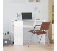 vidaXL Escritorio madera contrachapada blanco brillante 100x55x75 cm