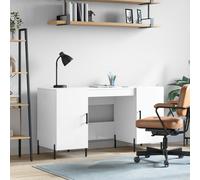 vidaXL Escritorio madera contrachapada blanco brillante 140x50x75 cm