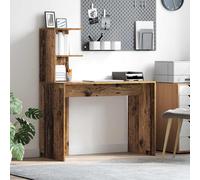 vidaXL Escritorio con estante Madera envejecida 102 x 50 x 124 cm