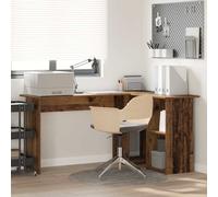 vidaXL Escritorio esquinero moderno con estante en madera envejecida 142 x 102 x 73 cm resistente