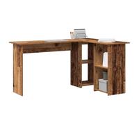 vidaXL Escritorio esquinero moderno con estante en madera envejecida 142 x 102 x 73 cm resistente