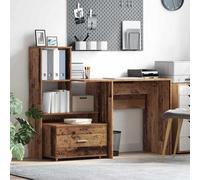 vidaXL Escritorio con cajón Madera envejecida 131,5 x 50 x 106,5 cm