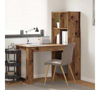 Escritorio Con Estante Madera Envejecida 122 X 67 X 145 Cm Vidaxl