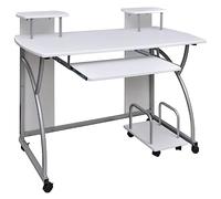 vidaXL Escritorio Ordenador Computadora Oficina Despacho Mueble Soporte Habitación Casa Hogar Madera Contrachapada Blanco 110x52x88,5 cm