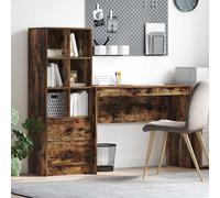 Escritorio Con Cajón Con Estante 2 Pcs Roble Ahumado Vidaxl