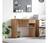 vidaXL Escritorio rectangular Roble artesanal 90×49×75 cm – Madera de ingeniería, con almacenamiento