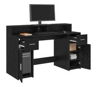 vidaXL Escritorio Roble negro 140x55x91 cm Madera contrachapada Moderno ergonómico con luz LED