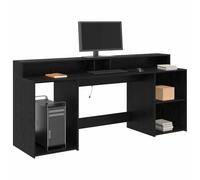 vidaXL Escritorio Roble negro 200 x 55 x 91 cm Madera contrachapada, rectangular ergonómico con luz LED