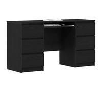 vidaXL Escritorio Roble Negro Madera de ingeniería 140 x 50 x 76 cm | Diseño elegante para tu oficina en casa, Seis cajones cómodos para mantener todo en orden,