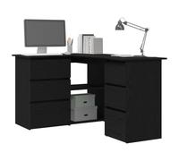 vidaXL Escritorio Roble Negro 145 x 100 x 76 cm Madera de ingeniería, Escritorio de Estudio Elegante, Moderno y Funcional, para Home u Oficina, Duradero, con Estante Compacto y diseño Minimalista
