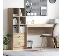 vidaXL Escritorio 145,5 x 40 x 127 cm con cajón y estante Multicolor Roble Sonoma 2 uds