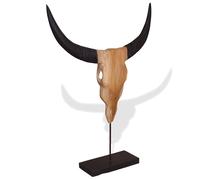 vidaXL Escultura de calavera de toro de teca 66x15x88 cm