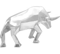 vidaXL Escultura de toro, color plateado, 74 x 23 x 30 cm, aluminio