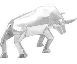 vidaXL Escultura de toro, color plateado, 74 x 23 x 30 cm, aluminio