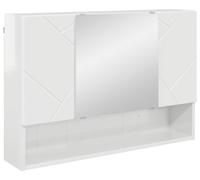 vidaXL: Espejo con armario, blanco brillante, 80 x 17 x 55 cm, material de madera