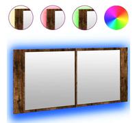 vidaXL Espejo con armario LED, color roble ahumado, 100x12x45 cm