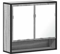 vidaXL Espejo con armario para baño, color gris Sonoma, 65x20x60 cm, fabricado en material de madera