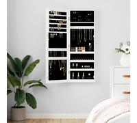 vidaXL Espejo con joyero de pared blanco 37,5x10x106 cm
