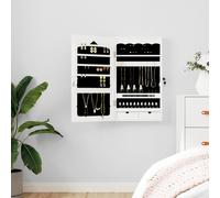 vidaXL Espejo con joyero de pared blanco 37,5x10x67 cm